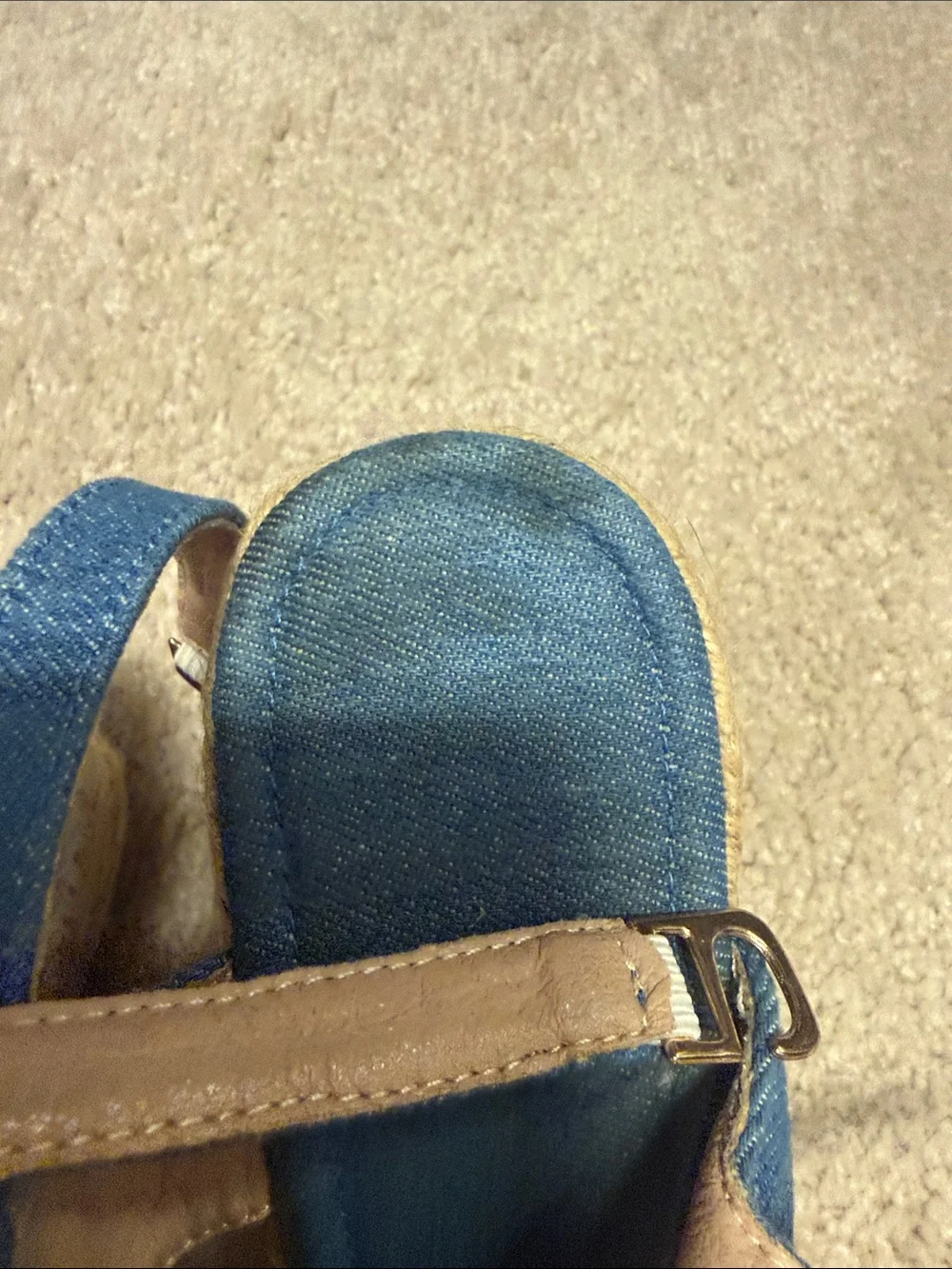 Blue Denim Espadrille Wedge Sandals